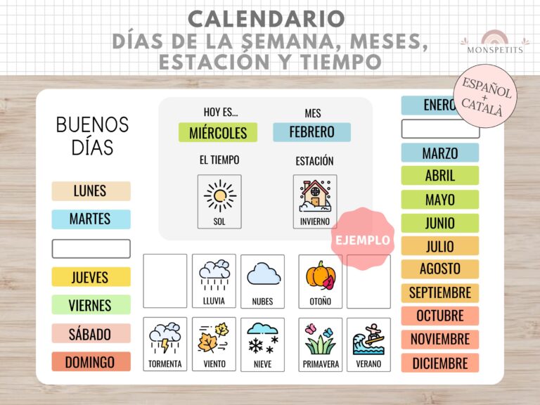 calendario con dias de la semana destacados