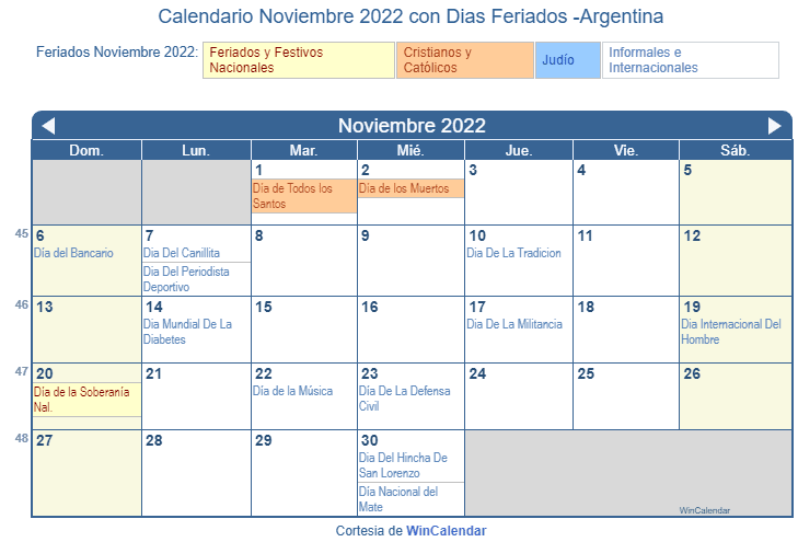 calendario de efemerides argentinas en noviembre