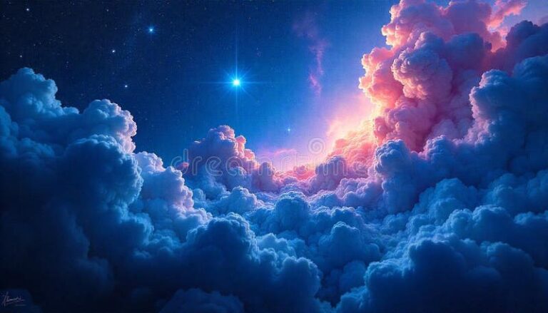 cielo estrellado con nubes suaves