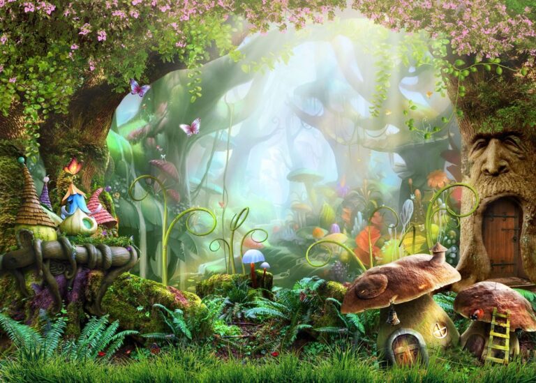 duendes en un bosque encantado