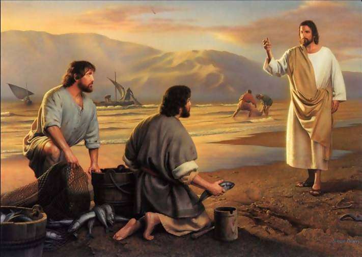 encuentro entre jesus y pedro en la orilla