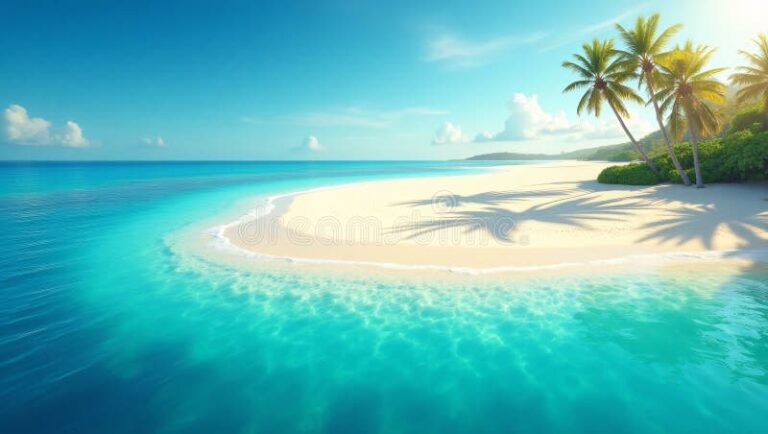 escena de la isla tropical paradisiaca