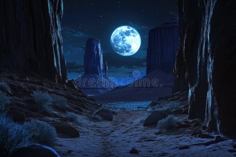escena nocturna de un desierto misterioso