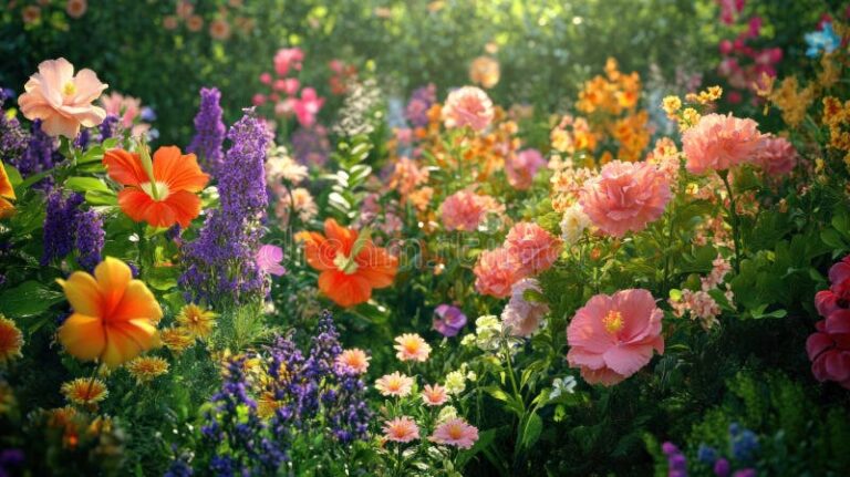 Qué servicios ofrece Mama Flora en Río Grande 25 jardin lleno de flores vibrantes y coloridas