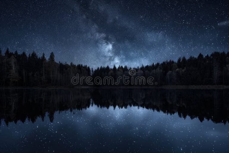 Cómo se ve un lago hermoso de noche bajo las estrellas 19 lago iluminado por estrellas en la noche