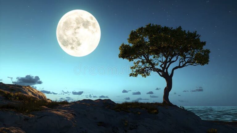 luna llena iluminando un paisaje nocturno 7