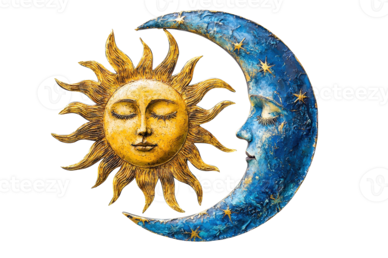 luna y sol entrelazados en diseno artistico
