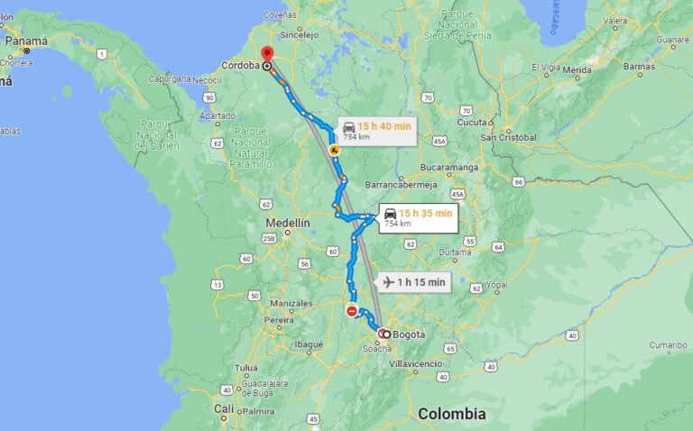 Cuál es la distancia entre Villa María y Laguna Mar Chiquita en Córdoba