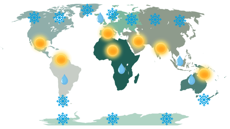 mapa del clima con iconos representativos