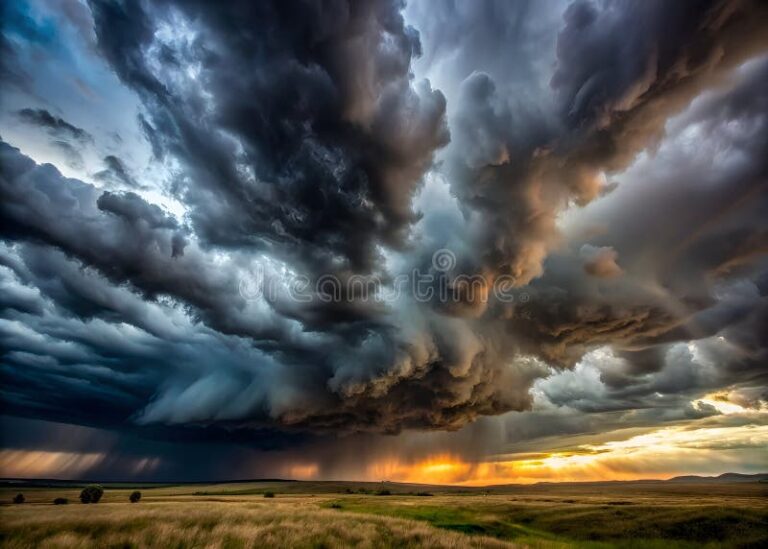 Qué información brinda la alerta del Servicio Meteorológico Nacional 14 nubes oscuras sobre un paisaje amenazante