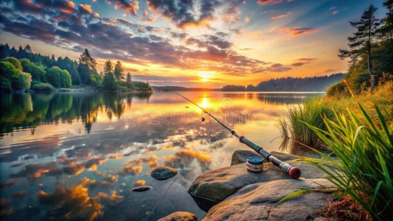 pesca tranquila en un lago sereno