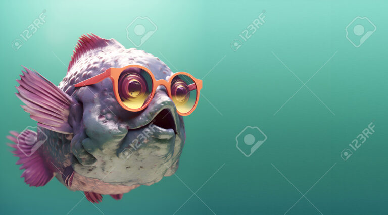 pez globo con lentes divertidos