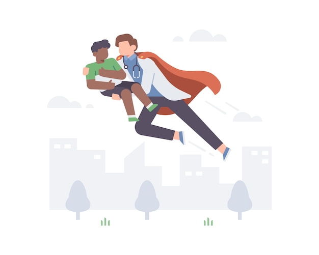 un superheroe ayudando a una persona