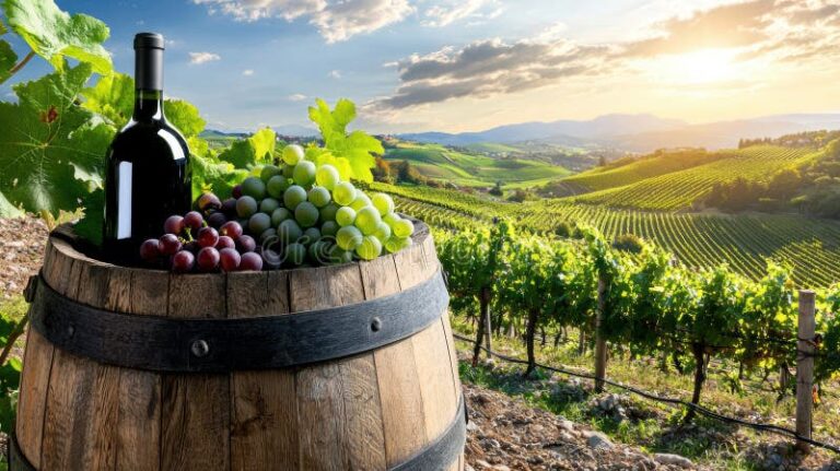 Qué ofrece Bodega & Viñedos Agrestis en sus vinos exclusivos 6 vinedos de uvas en paisaje soleado